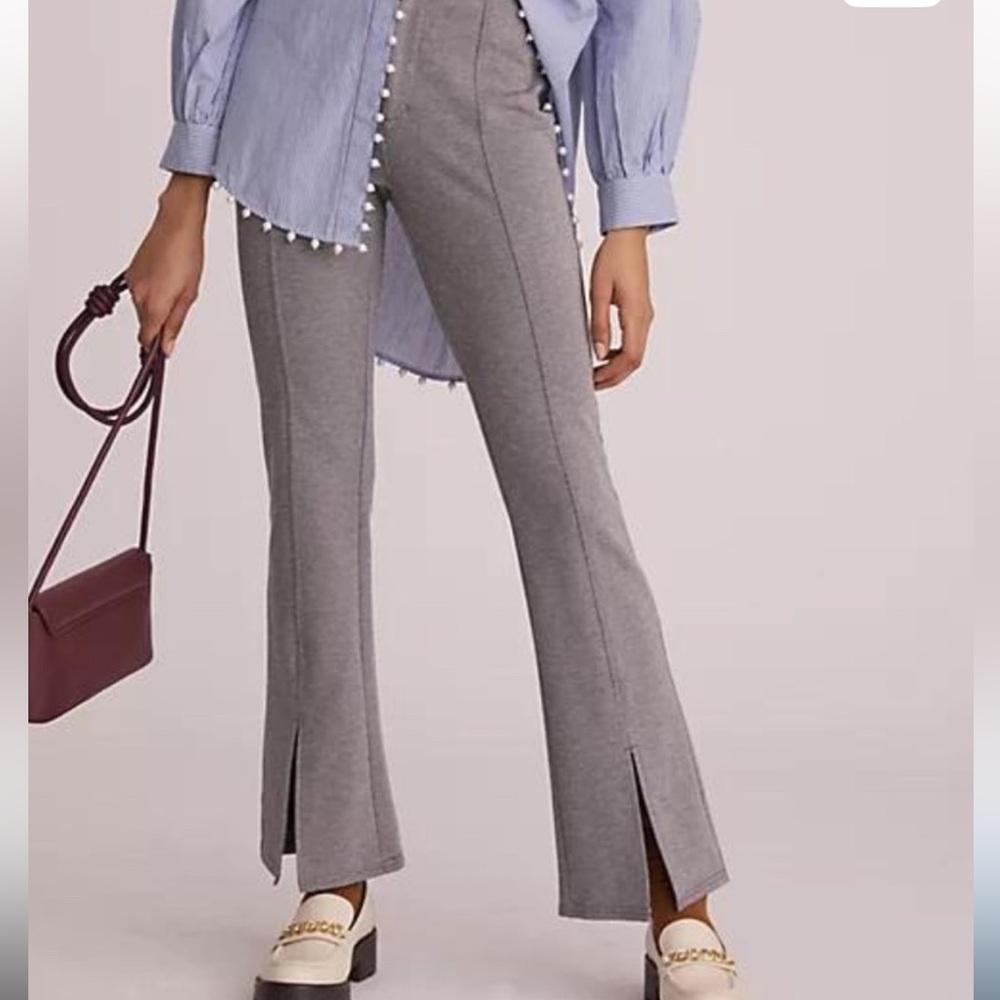Anthropologie Maeve gray flare seam trouser